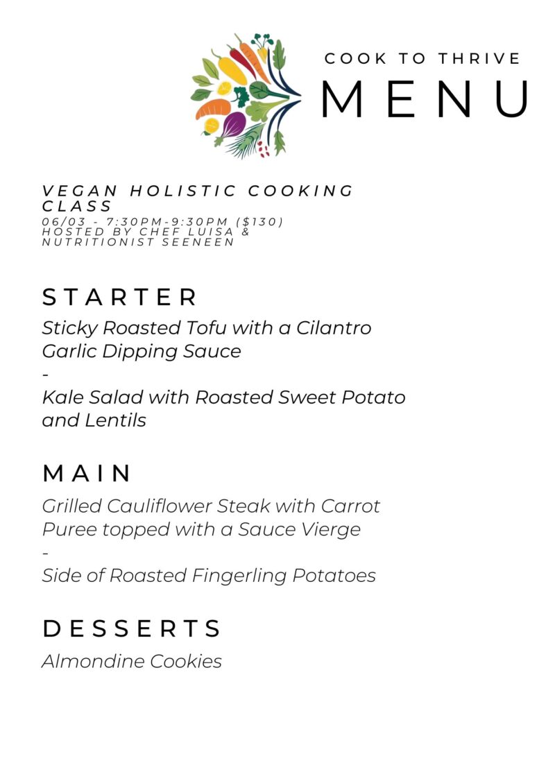 06/03 – Vegan Holistic Cooking Class